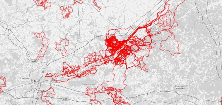Carte parcours autour de Blois VTT gravel csci3d