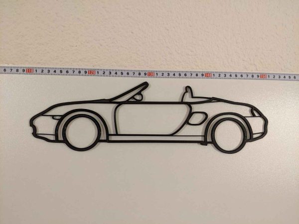 Décoration murale Porsche Boxster en PLA noir d'unte taille de 40cm