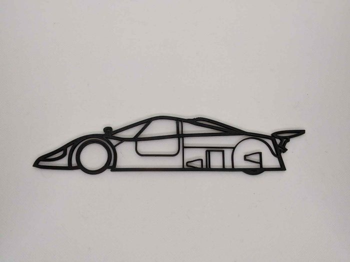 Décoration murale d'une Jaguar XJR-9 imprimé en 3D en Pla noir