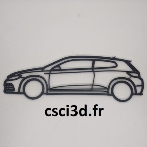 Décoration murale VW Scirocco III imprimé en 3d en pla noir