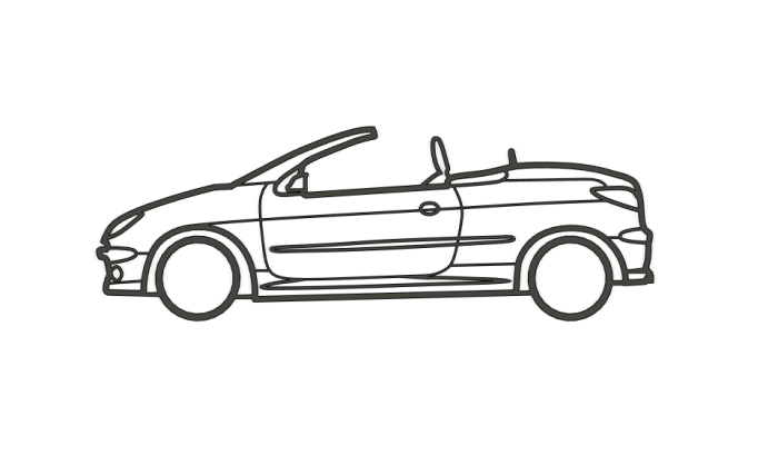 Décoration murale représentant une Peugeot 206 CC imprimé en 3D