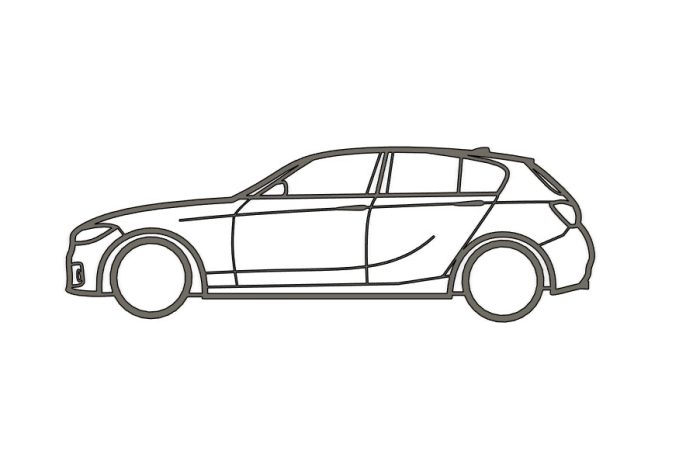 Décoration murale réalisé en impression 3d, représentant une BMW 140i.