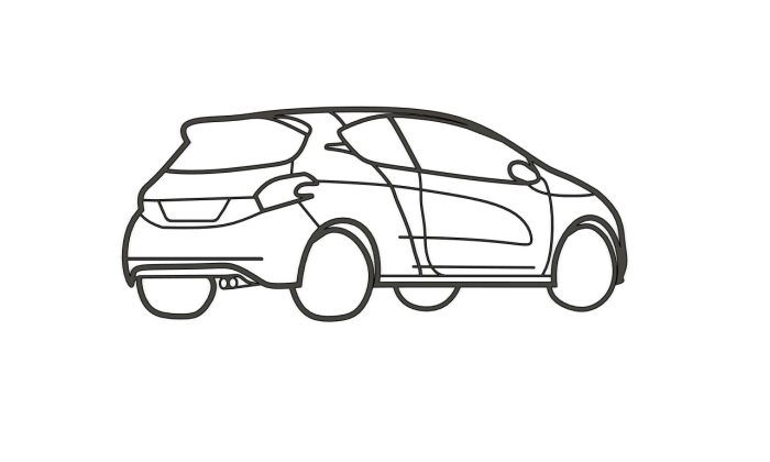 Décoration murale représentant une Peugeot 208 GTI en 3_4 arrière