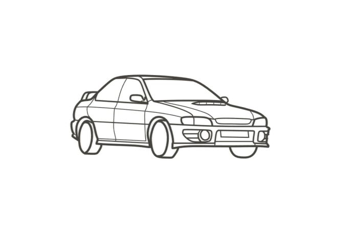 Décoration pmruale représentant une Subaru Impreza Gt de 3/4 face