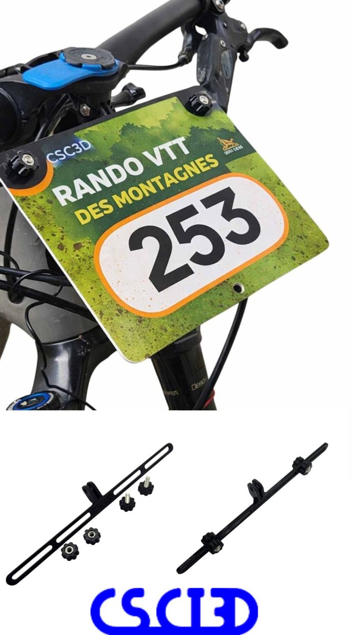 Support de plaque avant monté sur VTT; Support imprimé en 3d en PETG noir par CSCI3D